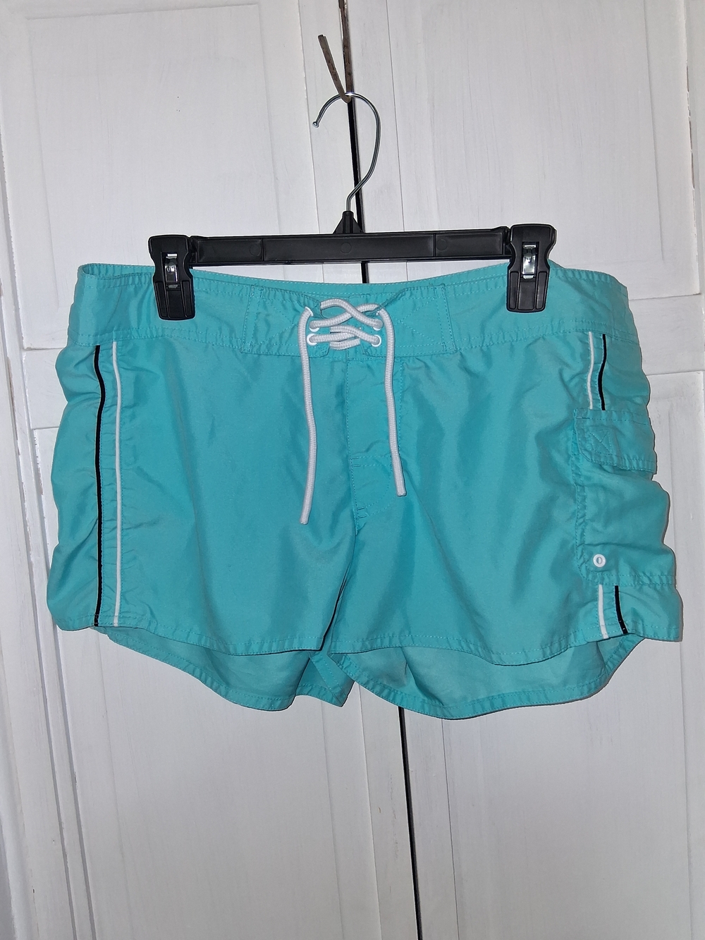 Joe Boxer Turquoise Athletic Swim Shorts with White Drawstring